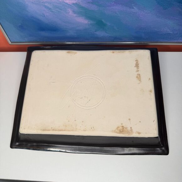 Bill Campbell Crystaline Glaze Serving Tray Signed Studio Pottery Rectangular - Picture 7 of 13